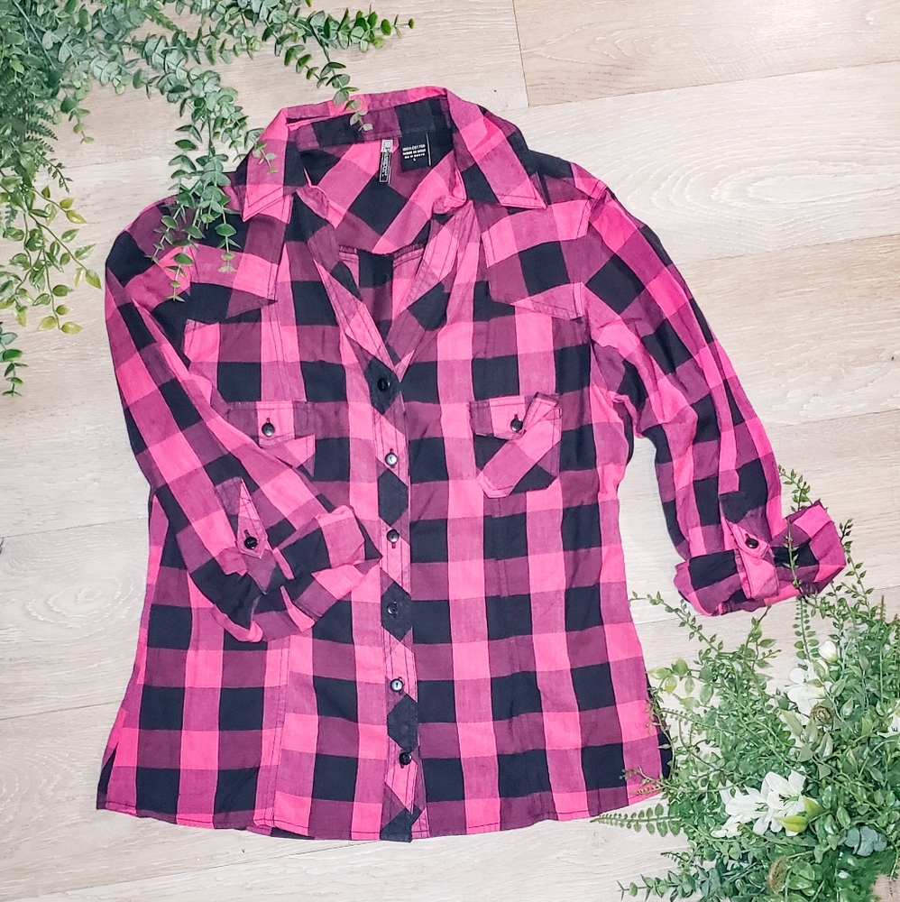 Passport pink buffalo plaid shirt
